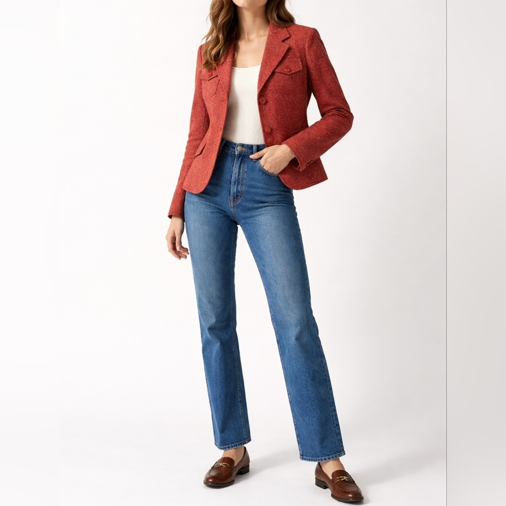 Sharagano Rust Red Tweed Blazer
